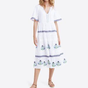 NWT Draper James Carlene Midi Dress in Floral Embroidery